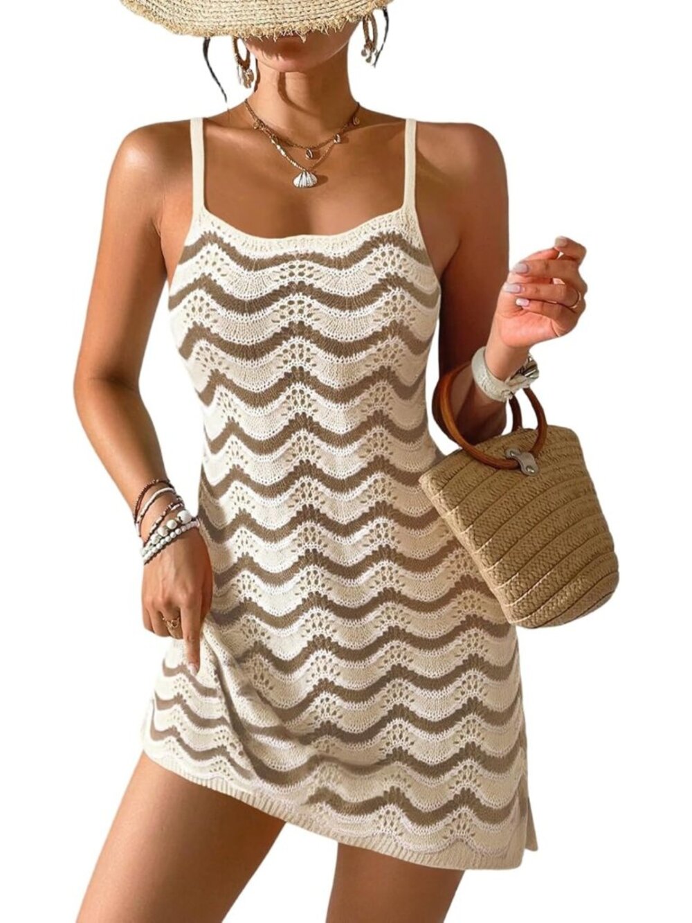 Chic Crochet Beach Cover-Up Dress | Hollow Out Knit Swimwear for Summer Fun